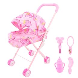 Doll Accessories Baby Doll Stroller Role Play Girl Playing House Toys Simulation Furniture Doll Shopping Cart Baby Girls Toys Gifts 230812