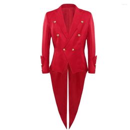 Men's Trench Coats Mens Steampunk Victorian Jacket Gothic Tailcoat Jackets Vintage Red Renaissance Frock Coat Uniform Halloween Cosplay