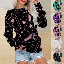 Women's Sweaters Long Sleeve Halloween Print Round Neck Casual Sweater Sweatshirts For Women Gnome