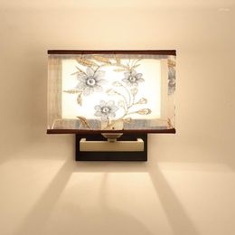 Wall Lamp Chinese Style Modern Minimalist Living Room Cloth Bedroom Bedside El Corridor Light