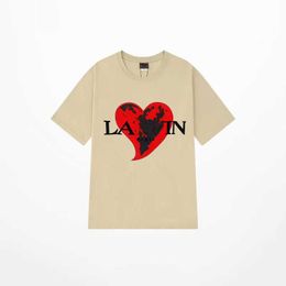 Brand Mens T-shirts Lanvins Classic Shirt Chest Lavin Shirt High Street Lavina Tshirts Shoe Loose Lavin