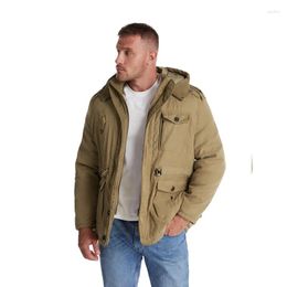 Men's Jackets Winter Jacket Large Lamb Fleece Hooded Brand Cotton Thickened Multi Pocket Top Casual Mid Length Coat