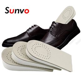 Shoe Parts Accessories Sunvo Invisible Height Increased Insoles for Men Elevator Shoes Inserts Half Breathable Leather Heightening Insole Lift Heel Pad 230812