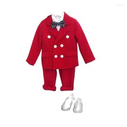 Men's Suits Children's Fashion Design Suit Set Red Notched Lapel Double Breasted 2 Pieces Clothing For Wedding Party Slim Fit Formal Wear