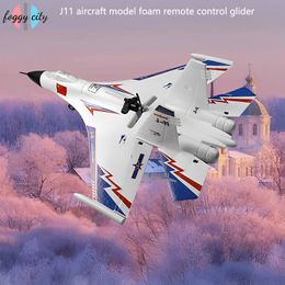 ElectricRC Aircraft J11 Model Foam Remote Control Glider Tumble Stunt Fighter Fall Belt Automatic Balance Gyroscope Toy 230812