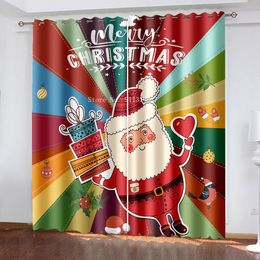 Sheer Curtains Cartoon Christmas Child festival Gift Style Santa Claus Elk Tree Pattern printed Curtain for Living room Bedroom 230812