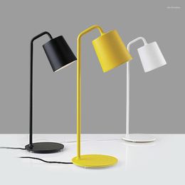 Table Lamps Modern Minimalist Metal Lamp For Living Room Bedroom Study Office Yellow White Black Wrought Iron Bedside Reading