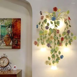 Wall Lamp Garden Large Metal Fixture For Living Room El Lobby Villa Hall Corridor Balcony E27 Retro Glass Shade Sconces