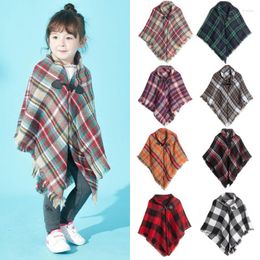 Scarves Europe And The United States Autumn Winter Parents Children Cape Horn Button Grid