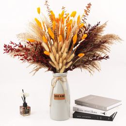 Decorative Flowers Wreaths Natural Plant Dried Pampas Grass Bouquet Boho Reed Dried Flower Wedding Scene Po Shoot Ornaments Thanksgiving Home Decoration 230812