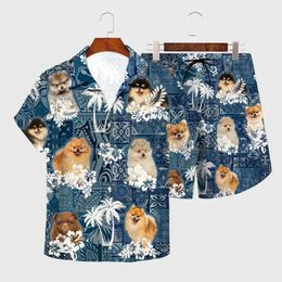 Men's Tracksuits Pomeranian Hawaiian Set 3D All Over Printed Hawaii Shirt Beach Shorts Men For Women Funny Dog Sunmmer Clothes