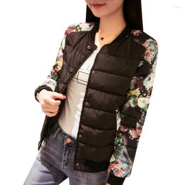 Women's Trench Coats Autumn Winter Women Short Parka Coat Slim Thin Down Cotton Padded Jacket Leopard Flower Outwear Female Warm Tops AB481