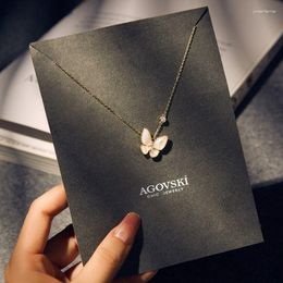 Pendant Necklaces Super Fairy Trend Butterfly Mother-of-pearl Necklace Female Simple Forest Elegant Temperament Short Clavicle Chain