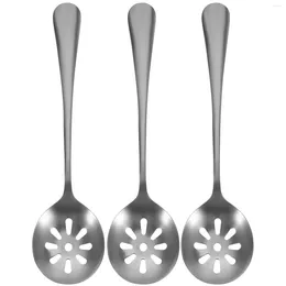 Dinnerware Sets 3 Pcs Colander Portable Serving Utensils Stainless Steel Flatware Tableware Reusable Slotted Kitchen Spoons Coffee