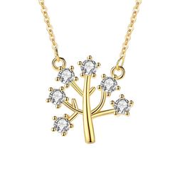 Zircon Leaf Necklace Women's Fashion Short Gold S925 Silver Collar Neckchain