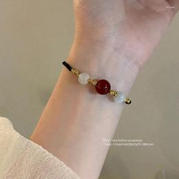 Link Bracelets 2023 Red Agate Opal Handwoven Bracelet INS Small Design Sense High Grade Couple Jewellery