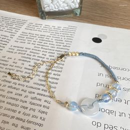 Strand Trendy Simple Protein Stone Jade Clasp Bracelet For Female Fashion Girlfriends Small Number Of Knitting String Hand Rope