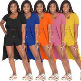 Women's Tracksuits European And American Clothing Fashionable Casual Solid Colour Pit Strip Three-piece Set Women