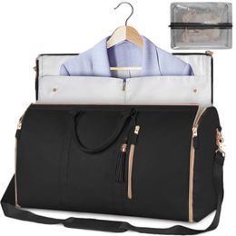 Storage Boxes Bins Large Leather Foldable Suit Bag Travel Crossbody Sports Fitness Capacity Portable Clothing Luggage PU Material Handbag 230812