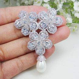 Brooches Zircon Crystal Luxurious Bride 3 Flower Wedding Clear Brooch Pin Fashion Accessories