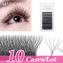 False Eyelashes MASSCAKU Wholesale 10 Cases W Shape Quality 4D5D6D Individual Premade Fan tray fake mink single eyelash Make Up Tool 230812