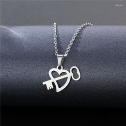 Pendant Necklaces Stainless Steel Necklace For Women Lover's Fashion Key Clavicle Valentine's Day Gift Card Jewelry