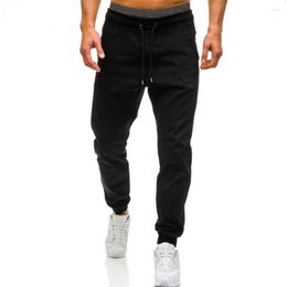 Men's Pants Sport Men Solid Colour Elastic Waist Drawstring Ankle-banded Fitness Sweat Absorption Running Sweatpants Clothing 2023