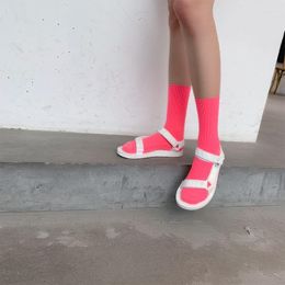 Women Socks BKLD Spring Summer Funny Harajuku Streetwear Neon 2023 Fashion Solid Candy Colour Unisex Men