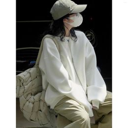 Women's Hoodies Womens Zip Up Sweatshirts Sweat Jackets Gray White Long Sleeve Casual Loose Outwear With Pockets