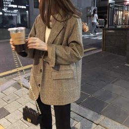 Women's Suits Plaid Suit Jacket Female Korean Version Loose 2023 Spring Autumn Fat Mm Foreign Air Blast Street Small Temperament Top