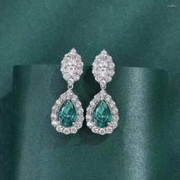 Dangle Earrings Pear Cut 4ct Paraiba Tourmaline Silver 925 18k Gold Plating CZ Waterdrop Stud Drop Women For Party