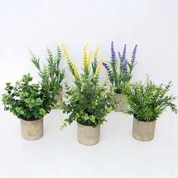 Decorative Flowers Artificial Plants Green Bonsai Small Tree Leaves Pot Fake Flower Potted Ornaments For Home Decor Craft Plant Decoration
