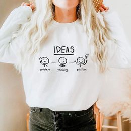 Women's Hoodies Problem Solution Thinking Inspirational Cotton Women Sweatshirt Motivational Casual Winter Long Sleeve Top Positive