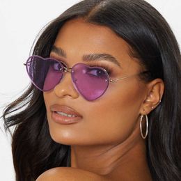 Cute Frameless Women's Sunglasses Decoration INS Same Versatile Love Glasses