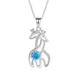 S925 Sterling Silver Giraffe Pendant Female Necklace Clavicle Chain Christmas Ornament Tanabata Valentine's Day