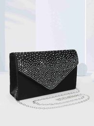 Evening Bags Women's One Shoulder Dinner Bag Graduation Party Wedding Dress Bag Fashion Party Bridesmaid Flap Hot Diamond Black Handbagstylishhandbagsstore