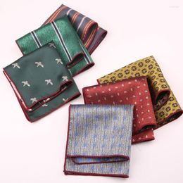 Bow Ties 24 24CM Animal Geometric Pattern Polyester Handkerchief For Man Wedding Business Pocket Square Dress Suit Accessories