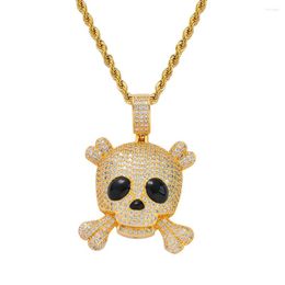 Pendant Necklaces Hip Hop Cubic Zirconia Paved Skull Bling Iced Out Pendants Necklace For Men Rapper Jewelry Gold Silver Color