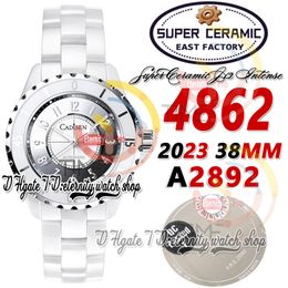 EAST 3k4862 Unisex Mens Womens Watch 38mm A2892 Automatic Super Ceramic Case White Dial Number Markers Ceramic Bracelet 2023 Super Edition eternity Fashion Watches