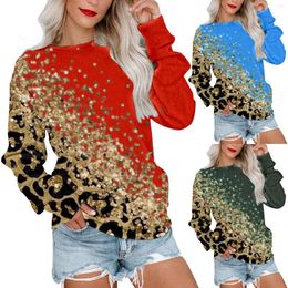 Gym Clothing Autumn And Winter Fashion Long Sleeve Round Neck Pullover Sweatshirt Leopard Print Women's Hoodless