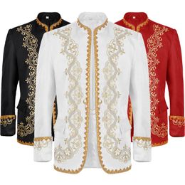 Men's Jackets Men's Jacket Mediaeval Gold Embroidery Coat Vintage Gothic Victorian Frock Prince Cosplay Costume Event Performance Uniform 230812