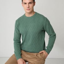 Men's Sweaters 2023 Winter Men Clothing Oneck 100 Goat Cashmere Thicker Sweater Mat Weave Pattern Knitted Male Pullovers 230812