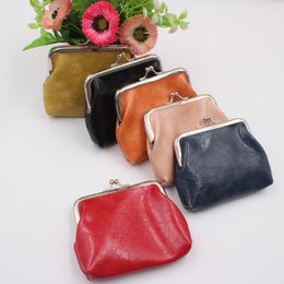 Wallets 4 Inch Buckle Mini Wallet Women Coin Purse Oil Wax PU Leather Bag Lipstick Storage Ladies Clutch