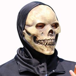 Party Masks Cosplay Skeleton Creepy Scary Terror Horrible Skull Halloween Mask With Head Kerchief Full Face Costume Prop For Carnival Party 230812