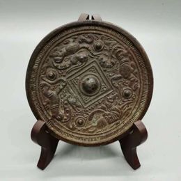 Decorative Objects Figurines Collect China Bronze Ancient Four God Beast Exorcise Evil Spirits Mirror 230812