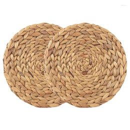 Table Runner Natural Handmade Straw Woven Placemat Wooden Round Braided Mat Heat Resistant Insulation Anti-Skidding Pad Water Hyacinth Pl