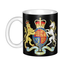 Mugs Customised Royal Coat Of Arms Of The United Kingdom Coffee Mugs DIY Ceramic Tea Milk Cups Outdoor Work Camping Cup And Mug 230812