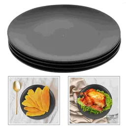 Dinnerware Sets 4 Pcs Black Melamine Plate Dinner Dish Round Flat Bottom Serving Dessert Picnic Platter