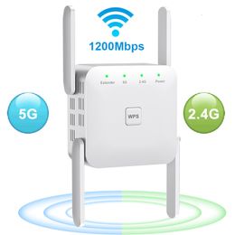 Routers 5 Ghz WiFi Repeater Wireless Wifi Extender 1200Mbps Amplifier 300Mbps Long Range Wi fi Signal Booster 24G Repiter 230812