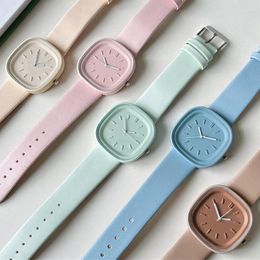 Wristwatches Luxury Sweet Watch Women Korean Brand Square Quartz Watches Trendy Ladies PU Leather Waterproof Simple Wristwatch Clock